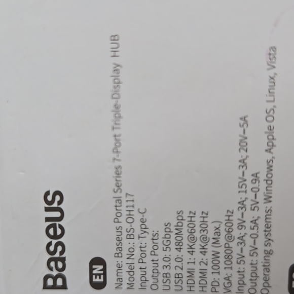 Baseus‎ 7 in 1 Triple-Display Hub, NEW, Open Box - Picture 5 of 9